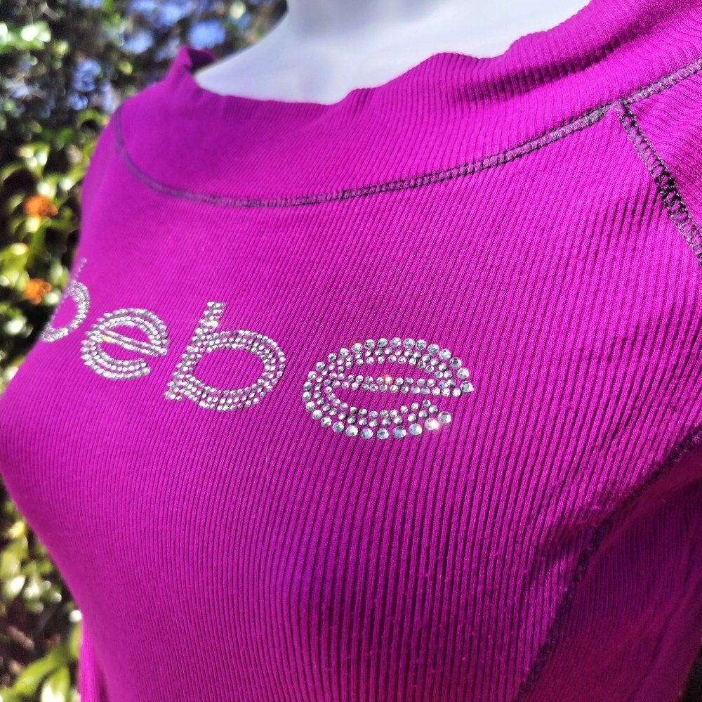 Bebe Fuchsia Long-Sleeve Logo Top - Picture 8 of 11
